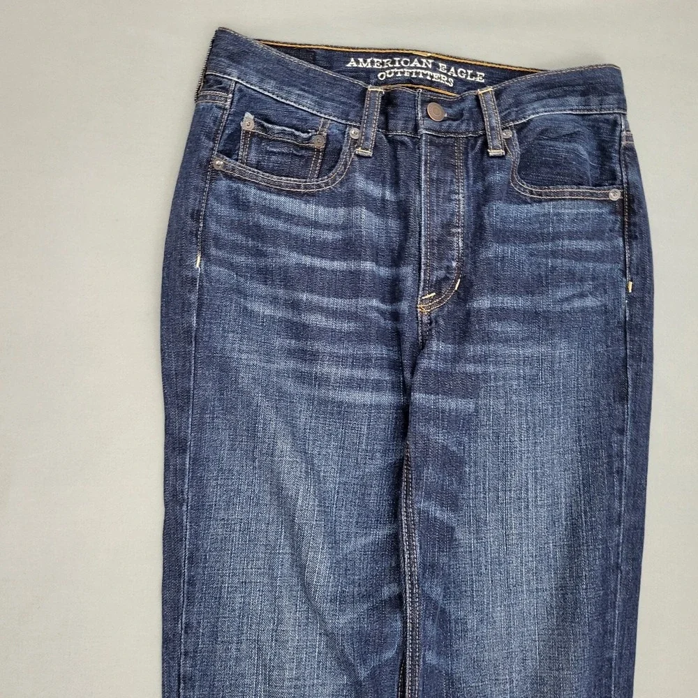 American Eagle Vintage Hi-Rise Button Fly Straight Leg Jeans Dark Wash Womens 4‎